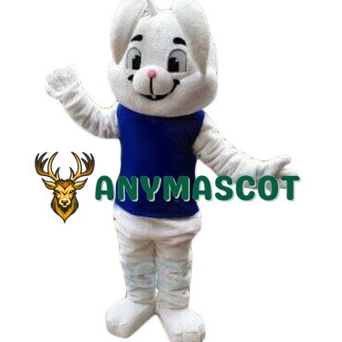 Happy White Rabbit Bunny Mascot Costume