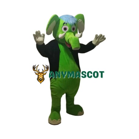 Happy Green Elephant Mascot Costume