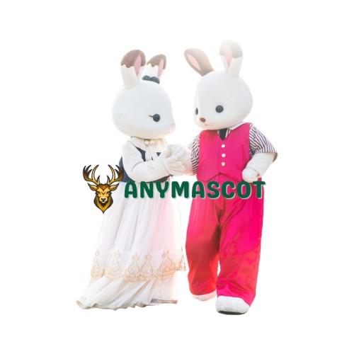 Deluxe White Bunny Couple Mascot Costume