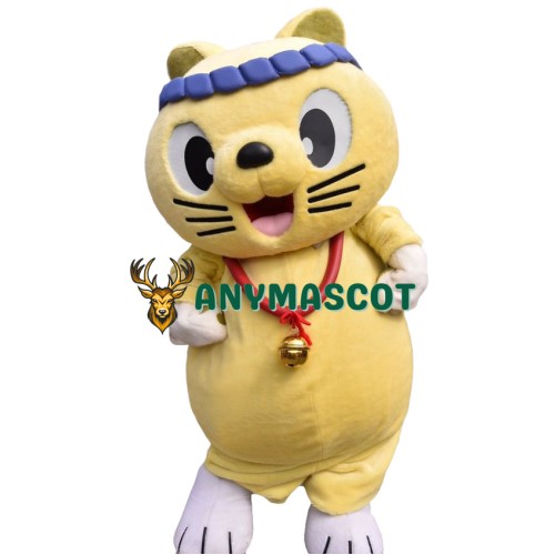 Friendly Yellow Cat Mascot Costume