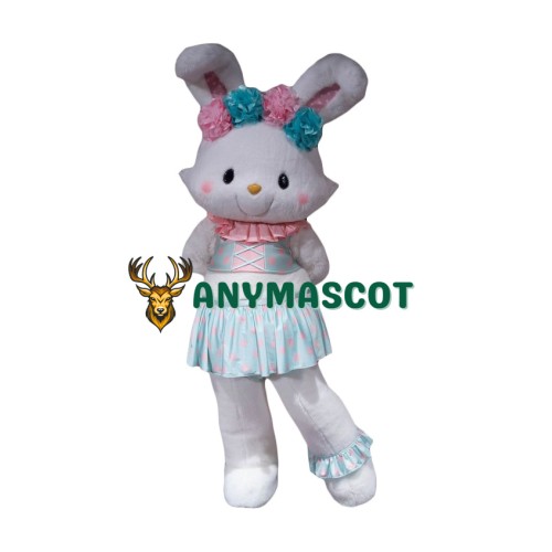 Cute Lightweight White Rabbit Mascot Costume With Dress