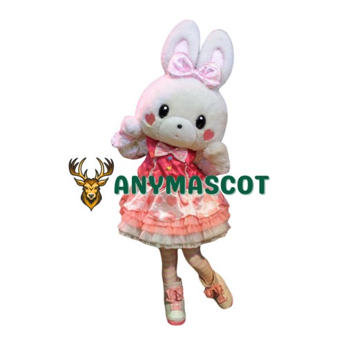 Lovely Lightweight Rabbit Mascot Costume With Pink Dress