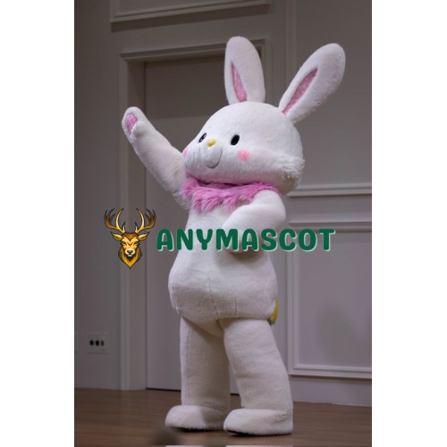 White & Pink Rabbit Bunny Mascot Costume