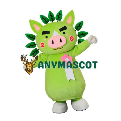 Cute Green Pig Mascot Costume