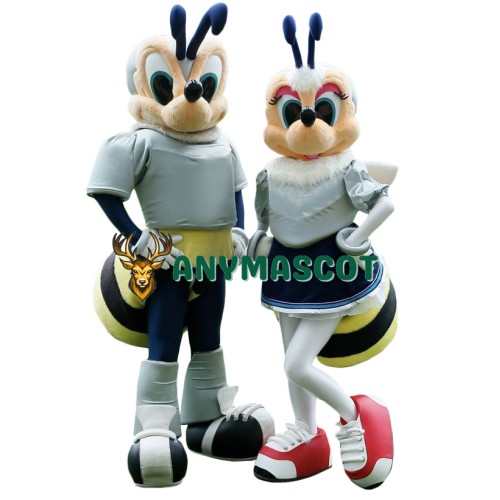 Sport Male Bee & Lovely Female Bee Mascot Costume