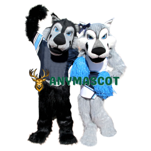 Superb Black Wolf & Grey Wolf Mascot Costume