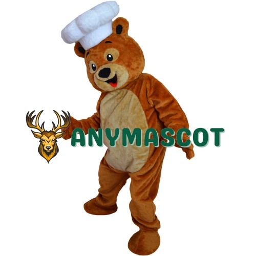Happy Lightweight Chef Bear Mascot Costume