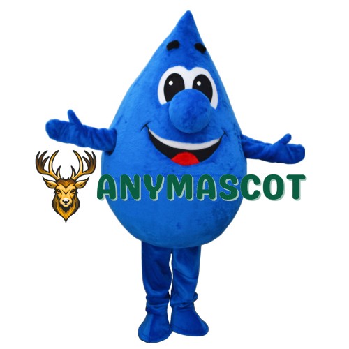 Friendly Blue Water Drop Mascot Costume