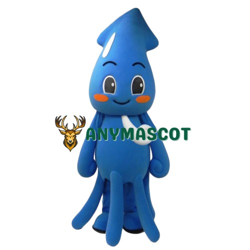 Friendly Blue Squid Mascot Costume