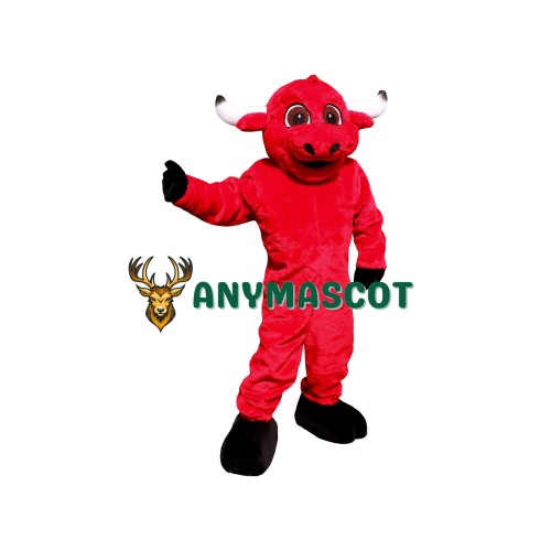 Friendly Red Bull Mascot Costume