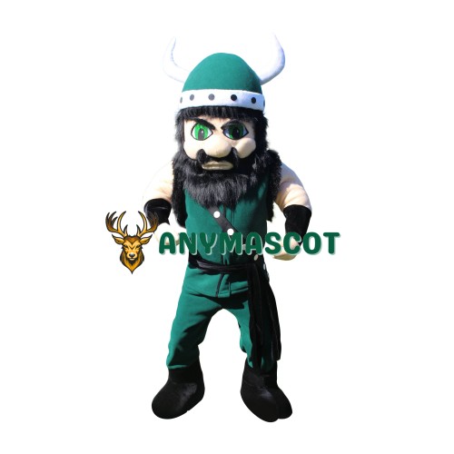 Green Suit Viking Mascot Costume