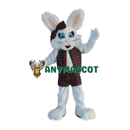 Friendly White Bunny Mascot Costume