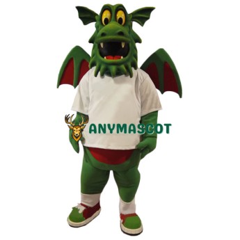 Friendly Realistic Green Dragon Mascot Costume