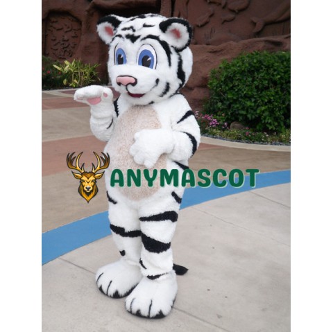 Friendly White Tiger Mascot Costume