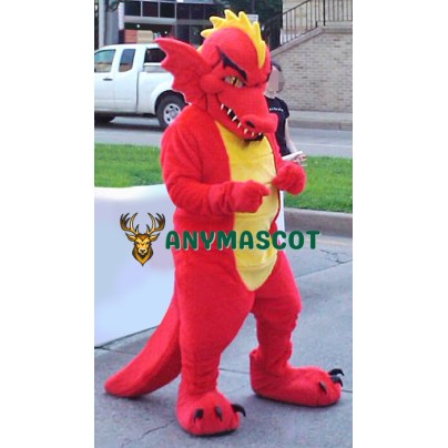 Fierce Realistic Red Dragon Mascot Costume