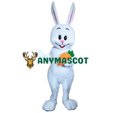Happy Lightweight White Easter Bunny Mascot Costume
