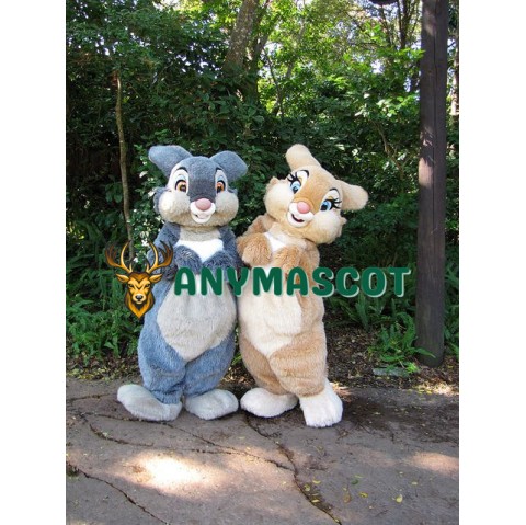 Superb Grey & Brown Bunny Mascot Costume