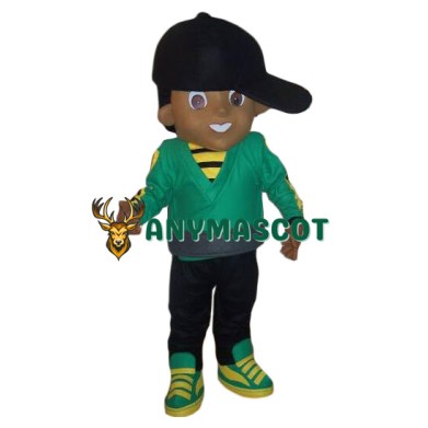 Black Hat Boy Mascot Costume