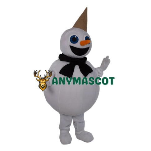 Friendly Realistic Snowman Mascot Costume