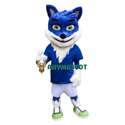 College Blue Wolf Mascot Costume