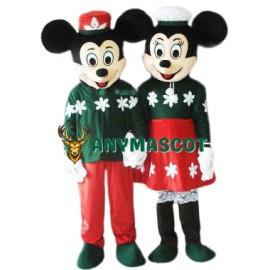Lovely Christmas Mickey & Minnie Mascot Costume