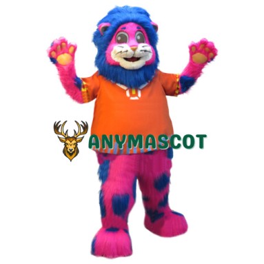 Pink & Blue Lion Mascot Costume