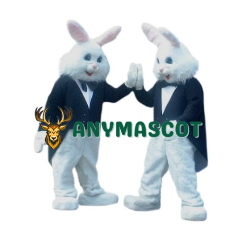 Handsome White Rabbit Mascot Costume