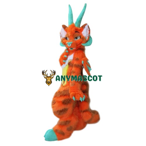 Orange Dragon Realistic Mascot Costume