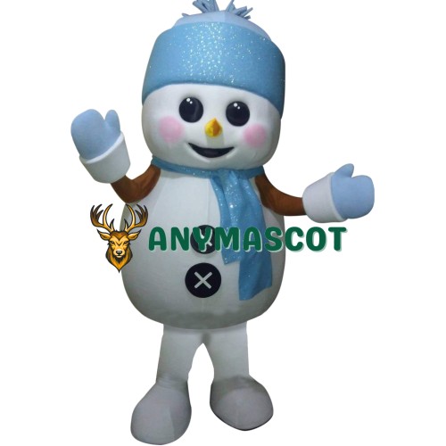 Blue Christmas Snowman Mascot Costume