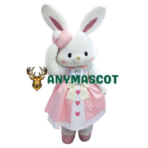 Pink Dress Rabbit Mascot Costume