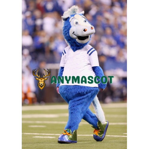 Cute Blue Horse Mascot Costume