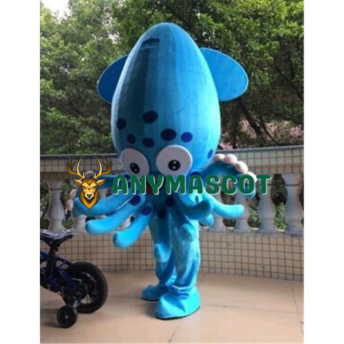 Blue Squid Mascot Costume