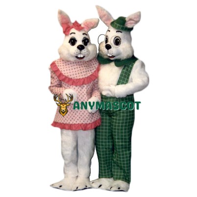Friendly Mr & Mrs Rabbit Mascot Costume