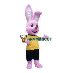 Happy Pink Rabbit Mascot Costume