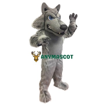 Power Fierce Grey Wolf Mascot Costume