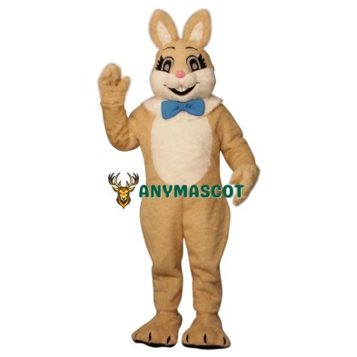 Friendly Brown Easter Bunny Mascot Costume