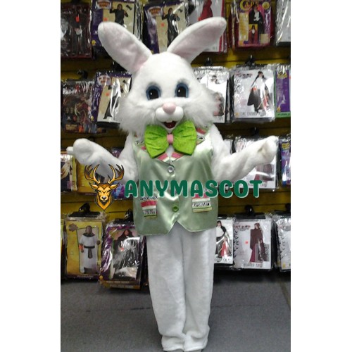 Friendly Green Suit Easter Bunny Mascot Costume