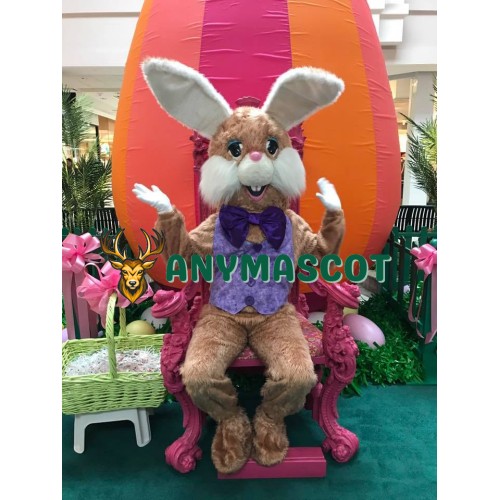 Friendly Lightweight Brown Bunny Mascot Costume