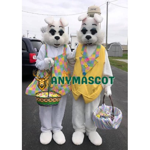 White Mr & Mrs Easter Bunny Mascot Costume