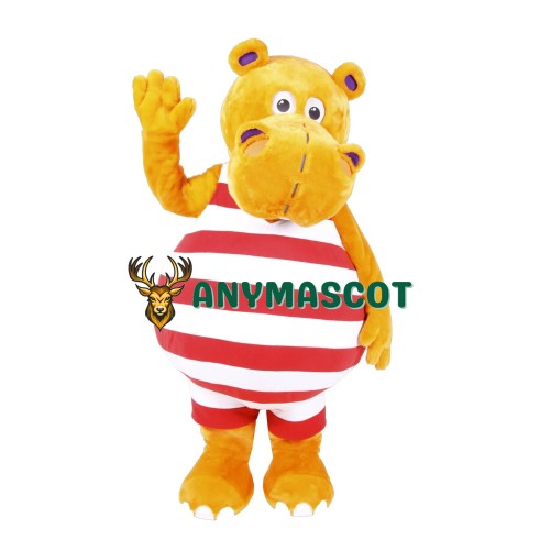 Friendly Yellow Rhino Mascot Costume