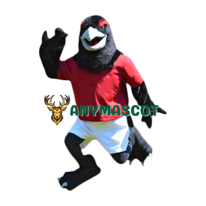 Friendly Black Hawk Mascot Costume