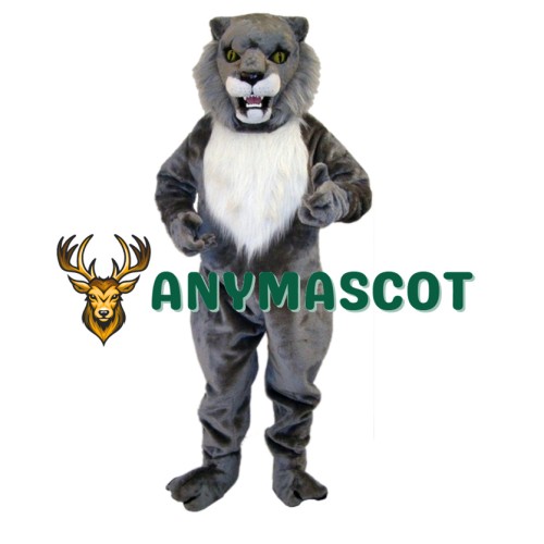 Fierce Grey Wildcat Mascot Costume