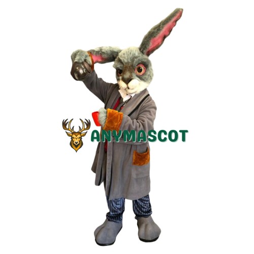 Superb Grey Easter Bunny Mascot Costume