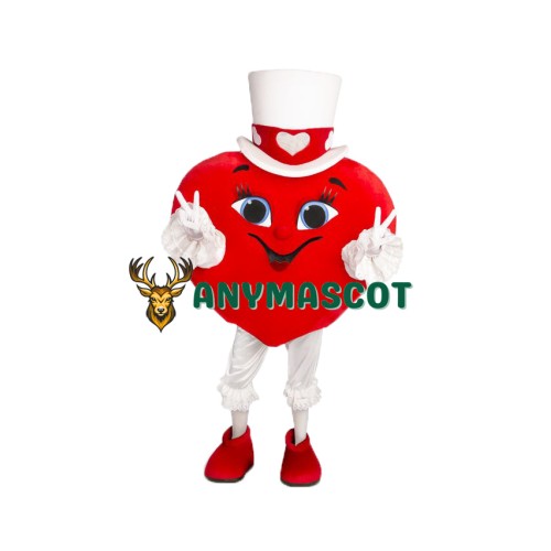 Happy Red Heart Mascot Costume
