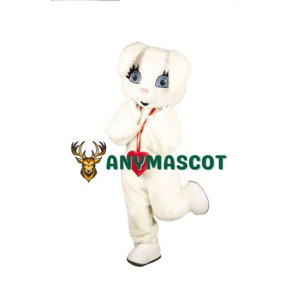 Red Heart White Rabbit Mascot Costume