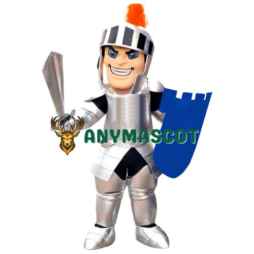 Power Silver Spartan Mascot Costume