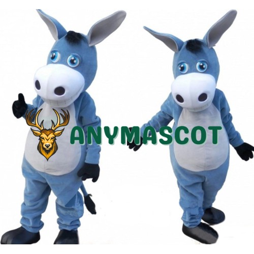 Cute Blue Donkey Mascot Costume