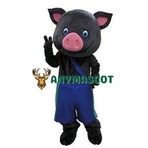 Black & Pink Pig Mascot Costume