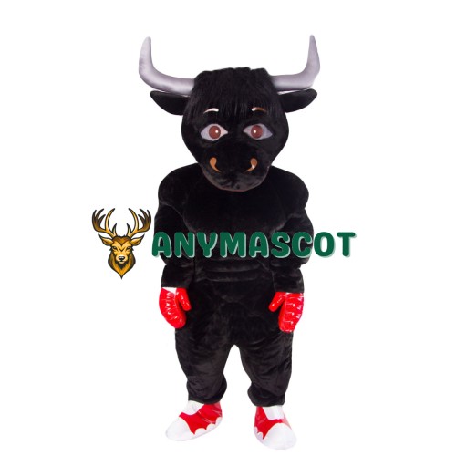 Black Boxing Bull Mascot Costume