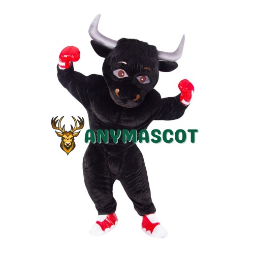 Black Boxing Bull Mascot Costume